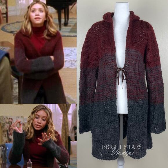 Rare Vintage Knit Ombre Duster Cardi ASO Willow Rosenberg BtVS Ashley Olsen Red - Picture 2 of 12
